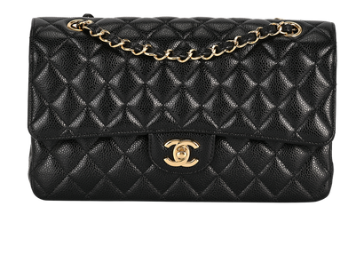 Medium Classic Double Flap, &pound;6,500, Handbags, Black, Caviar Leather, Front view